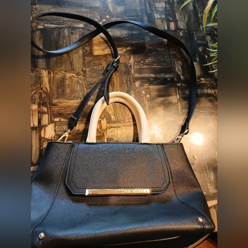 Steve Madden Black and Cream Women's Bag - Picture 2 of 14